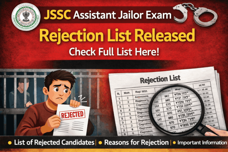 JSSC Assistant Jailor Exam Rejection List