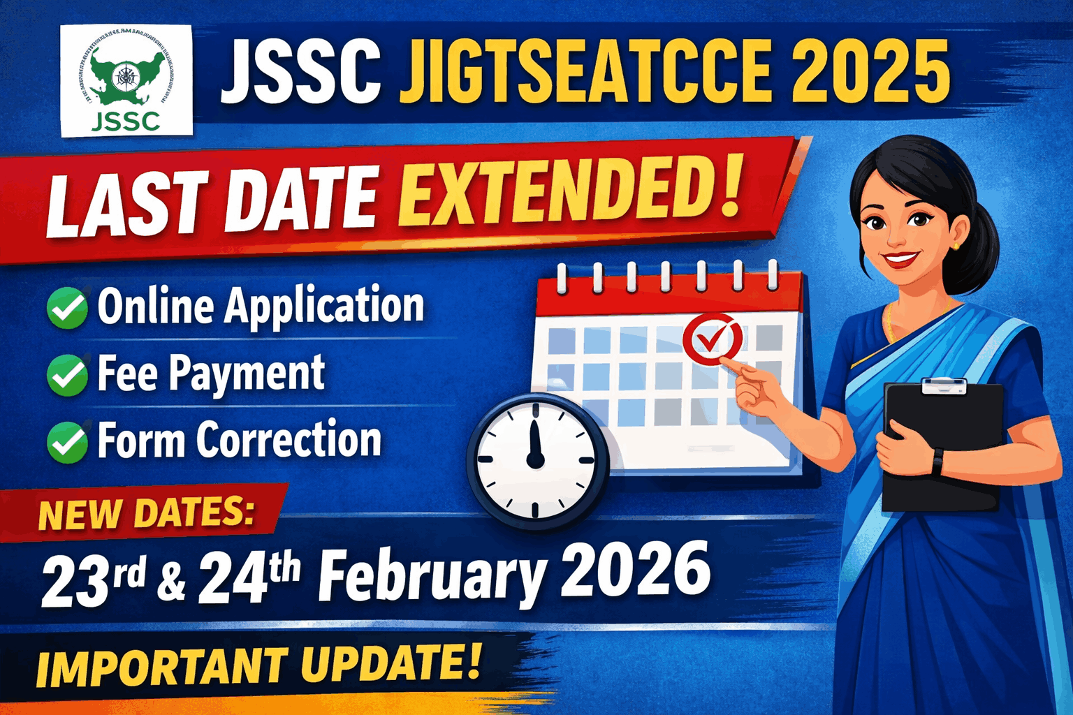 JSSC JIGTSEATCCE 2025 Last Date Extended